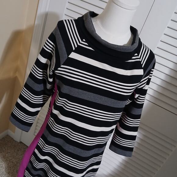 Hatley Medium Long-Sleeved Bodycon Cowl Neck Cotton Spandex Dress Striped - Picture 1 of 16